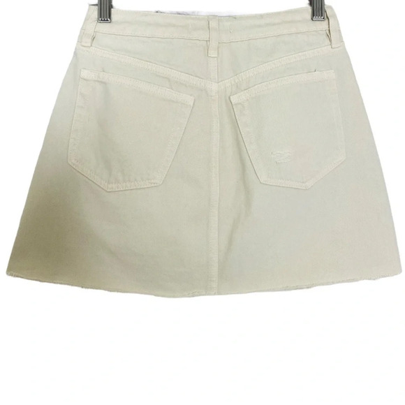 We The Free Free People Off White Distressed Denim Mini Skirt Size 25 - Picture 9 of 11